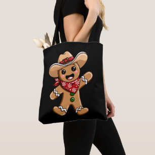 Gingerbread Man Cowboy Hat Bandanna Christmas Xmas Tote Bag