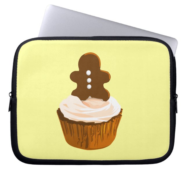 Gingerbread man cupcake laptop sleeve (Front)
