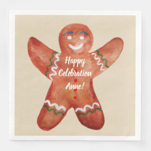 Gingerbread Man Custom Text Napkins