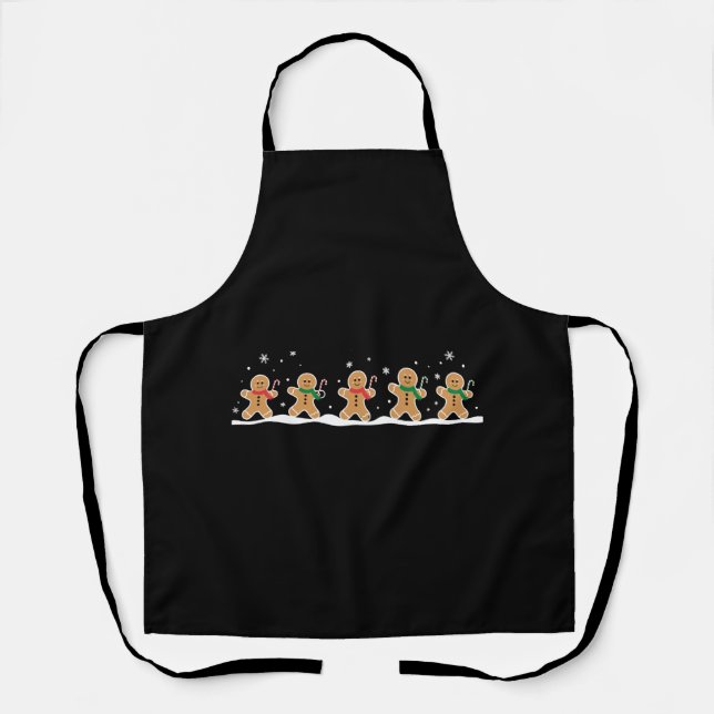 Gingerbread Man Cute Christmas Holiday Baker  Apron (Front)