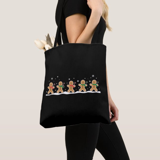 Gingerbread Man Cute Christmas Holiday Baker  Tote Bag (Close Up)