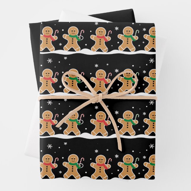 Gingerbread Man Cute Christmas Holiday Baker  Wrapping Paper Sheet (In situ)