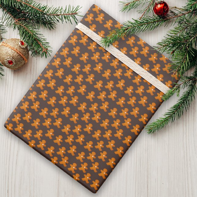 Gingerbread Man Cute Rustic Christmas Holiday Wrapping Paper (Creator Uploaded)