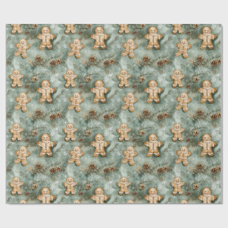 Gingerbread Man Evergreen Wrapping Paper