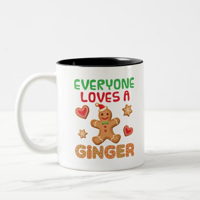 Gingerbread Man Everyone Loves a Ginger Two-Tone Coffee Mug (Left)