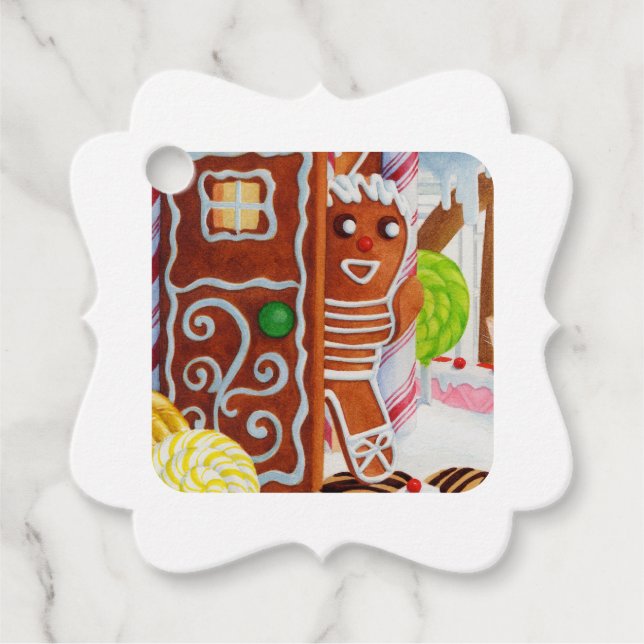 GINGERBREAD MAN Fancy Square Gift Tags (Front)