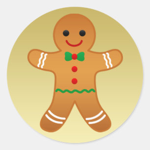 Gingerbread Man   Faux Gold Christmas Sticker
