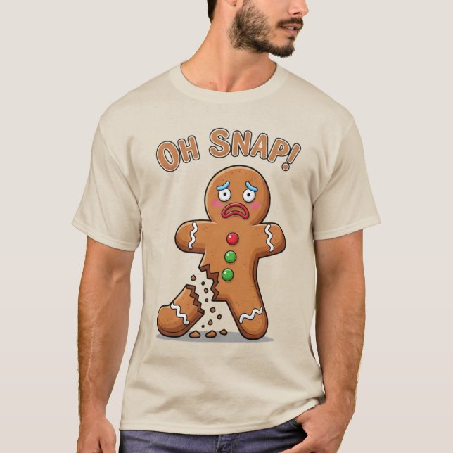 Gingerbread Man Finally Snapped Funny Christmas T-Shirt (Front)