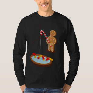 Gingerbread Man Fishing With A Gummy Worm T-Shirt