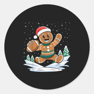 Gingerbread Man Football Ugly Christmas Pajamas Co Classic Round Sticker