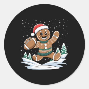 Gingerbread Man Football Ugly Christmas Pajamas Co Classic Round Sticker