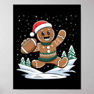 Gingerbread Man Football Ugly Christmas Pyjamas Co Poster