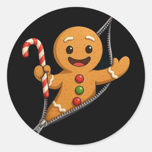 Gingerbread Man Funny Christmas Cookie King Cute G Classic Round Sticker