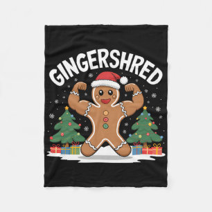 Gingerbread Man Gingershred Funny Gym Workout Chri Fleece Blanket