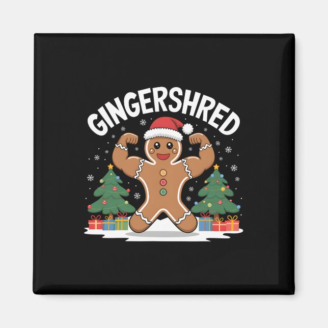 Gingerbread Man Gingershred Funny Gym Workout Chri Magnet (Front)
