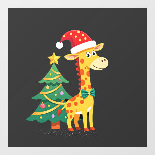Gingerbread Man Giraffe Santa Hat Christmas Tree T