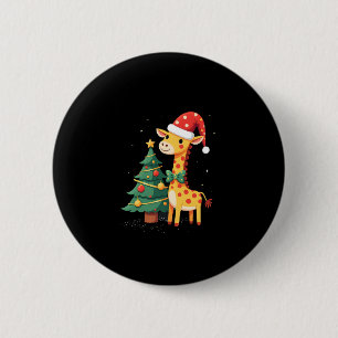 Gingerbread Man Giraffe Santa Hat Christmas Tree T 6 Cm Round Badge