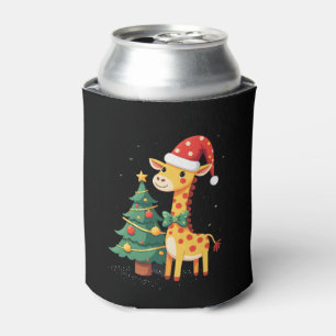 Gingerbread Man Giraffe Santa Hat Christmas Tree T Can Cooler