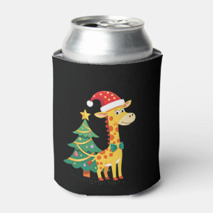 Gingerbread Man Giraffe Santa Hat Christmas Tree T Can Cooler