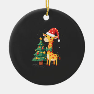 Gingerbread Man Giraffe Santa Hat Christmas Tree T Ceramic Tree Decoration