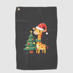 Gingerbread Man Giraffe Santa Hat Christmas Tree T Golf Towel