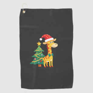 Gingerbread Man Giraffe Santa Hat Christmas Tree T Golf Towel