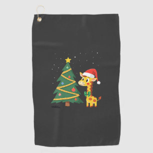 Gingerbread Man Giraffe Santa Hat Christmas Tree T Golf Towel
