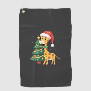 Gingerbread Man Giraffe Santa Hat Christmas Tree T Golf Towel