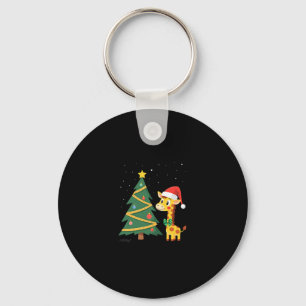 Gingerbread Man Giraffe Santa Hat Christmas Tree T Key Ring