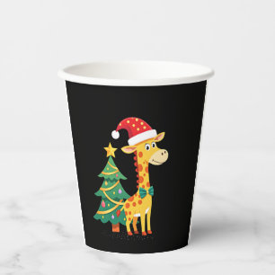 Gingerbread Man Giraffe Santa Hat Christmas Tree T Paper Cups