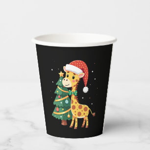 Gingerbread Man Giraffe Santa Hat Christmas Tree T Paper Cups
