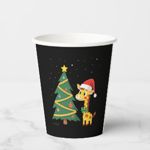 Gingerbread Man Giraffe Santa Hat Christmas Tree T Paper Cups