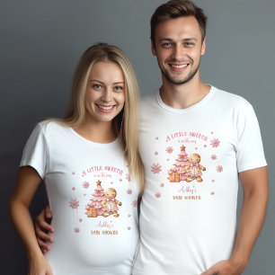Gingerbread Man Girl Pink Christmas Baby Shower T-Shirt