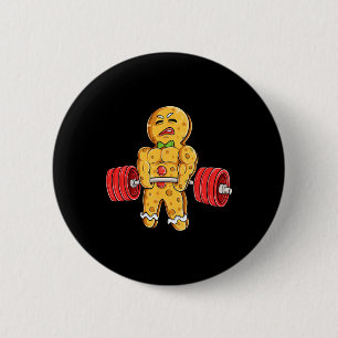Gingerbread Man Gym Bodybuilding Weightlifting Chr 6 Cm Round Badge