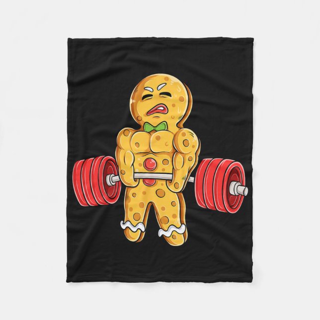 Gingerbread Man Gym Bodybuilding Weightlifting Chr Fleece Blanket (Front)