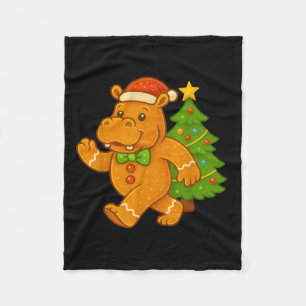 Gingerbread Man Hip Santa Hat Hiptamus Christmas T Fleece Blanket