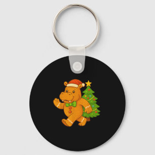 Gingerbread Man Hip Santa Hat Hiptamus Christmas T Key Ring