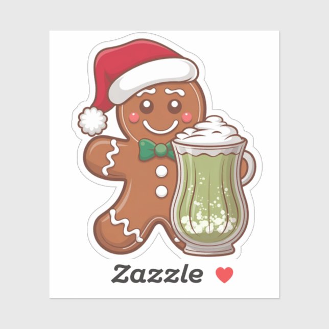Gingerbread Man Holding a Matcha Drink Christmas (Sheet)