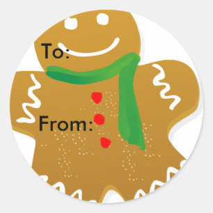 Gingerbread Man Holiday Gift Tag Stickers