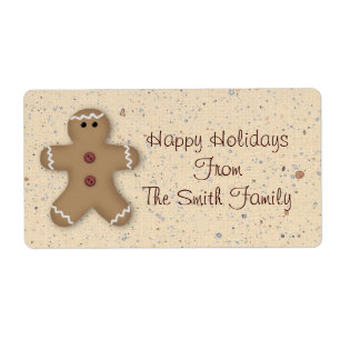 Gingerbread Man Holiday Label