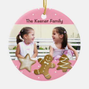 Gingerbread man holiday sugar cookies photo pink ceramic tree decoration