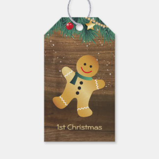 Gingerbread man, holly baby 1st Christmas Gift Tags