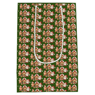 Gingerbread Man House Santa Hollies Medium Gift Bag