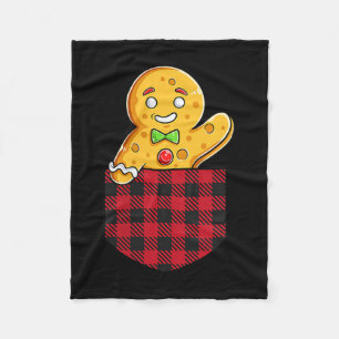 Gingerbread Man In Cket Funny Christmas Cookie Boy Fleece Blanket