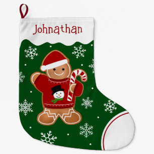 Gingerbread Man in Sweater Large Christmas Stocking