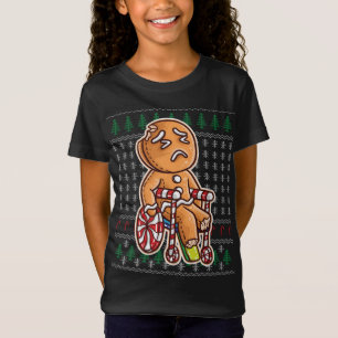 Gingerbread Man In Wheelchair Broken Leg Joke Cook T-Shirt