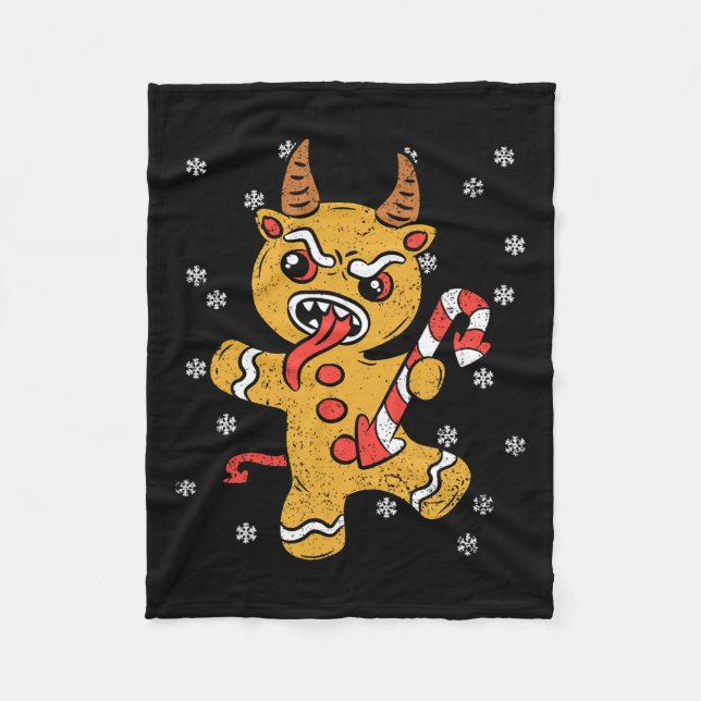 Gingerbread Man Krampus Christmas Pajama X-mas Can Fleece Blanket (Front)