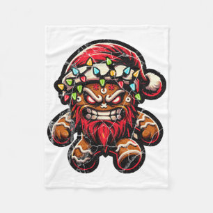 Gingerbread Man Krampus Christmas Pajama X-mas Fun Fleece Blanket