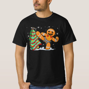 Gingerbread Man Kung Fu Christmas Funny Cookie Can T-Shirt