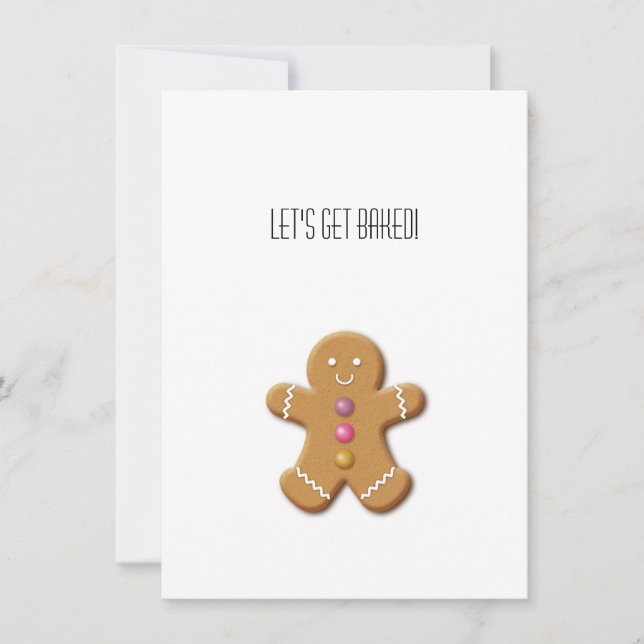 Gingerbread Man Let's Get Baked Funny Card (Front)